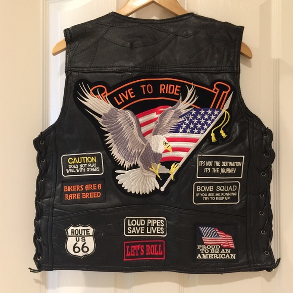 NWT Diamond Plate leather biker vest - Picture 2 of 7